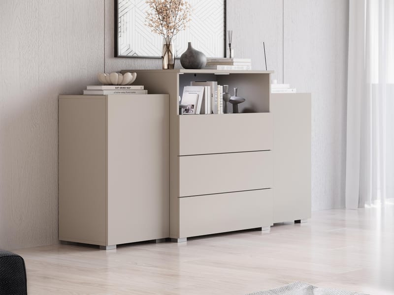 kaappi Lipasto, 2 ovea ja 3 laatikkoa, URBAN URBIII1500 + LED beige - Säilytys - Säilytyskalusteet - Senkki