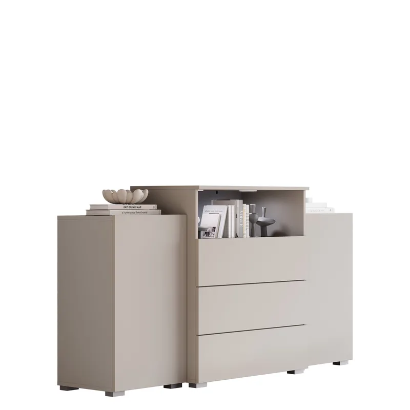 kaappi Lipasto, 2 ovea ja 3 laatikkoa, URBAN URBIII1500 + LED beige, undefined