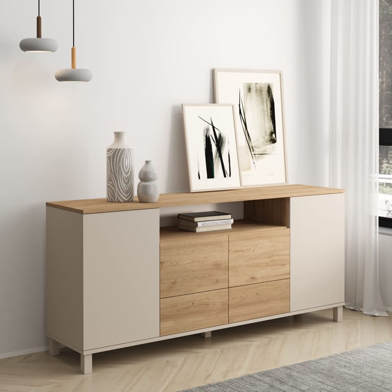Konsolipöytä Hanah Home Mood (180 x 82,4 x 44,5 cm) Hiekkatammi - Hiekkatammi - Säilytys - Säilytyskalusteet - Senkki