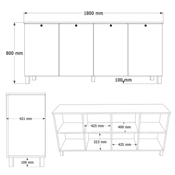 Konsolipöytä Hanah Home Nord (180 x 80 x 42,1 cm) Valkotammi - Valkoinen ja tammi - Säilytys - Säilytyskalusteet - Senkki