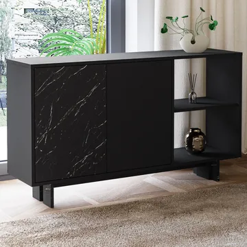 konsolipöytä Homitis Ravello (140 x 80 x 35 cm) Musta marmori - Säilytys - Säilytyskalusteet - Senkki