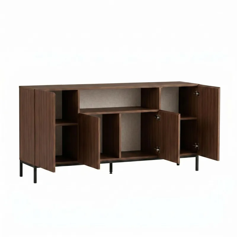 Konsolipöytä Nordure Rialto (160 x 80 x 40 cm) Milano pähkinä musta - Milano Walnut ja musta - Säilytys - Säilytyskalusteet - Senkki