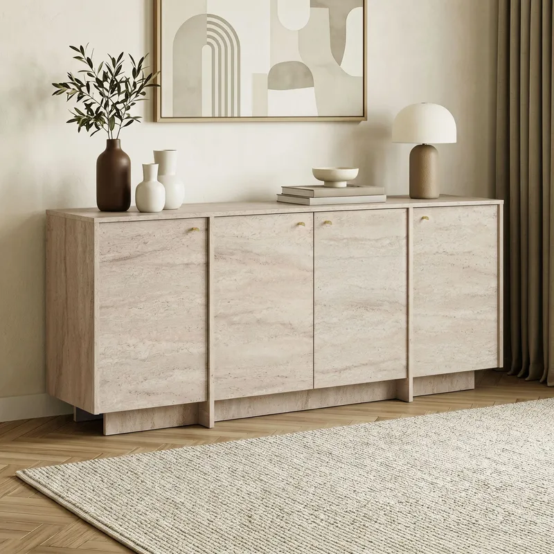 Konsolipöytä Nordure Varen (180 x 82 x 45 cm) Travertiini - Travertiini - Säilytys - Säilytyskalusteet - Senkki