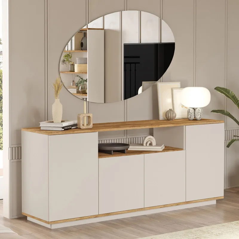 konsolipöytä Skye Decor Cleo Shelf (180 x 75 x 44,5 cm) Atlantic Pine cashmere - Atlantic Pine ja Cashmere - Säilytys - Säilytyskalusteet - Senkki