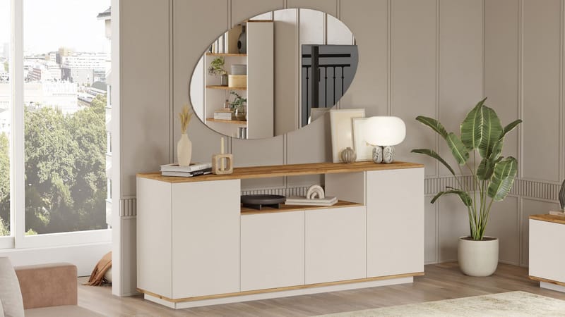 konsolipöytä Skye Decor Cleo Shelf (180 x 75 x 44,5 cm) Atlantic Pine cashmere - Atlantic Pine ja Cashmere - Säilytys - Säilytyskalusteet - Senkki