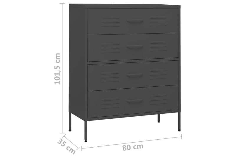 Lipasto antrasiitti 80x35x101,5 cm teräs - Säilytys - Säilytyskalusteet - Lipasto