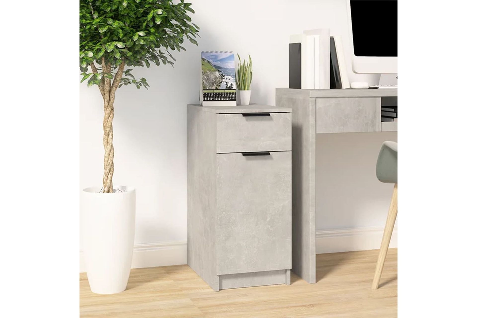beBasic Pöytäkaappi betoninharmaa 33,5x50x75 cm tekninen puu - Harmaa - Säilytys - Säilytyskalusteet - Lipasto - Kirjoituslipasto