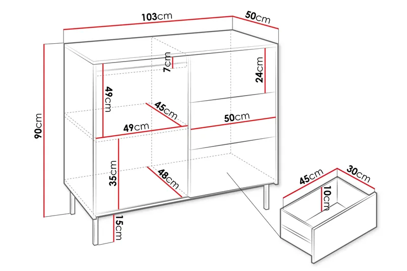 Lipasto Bjurholm 103 cm - Valkoinen - Säilytys - Säilytyskalusteet - Lipasto