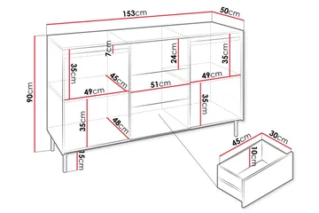 Lipasto Bjurholm 153 cm - Musta - Säilytys - Säilytyskalusteet - Lipasto