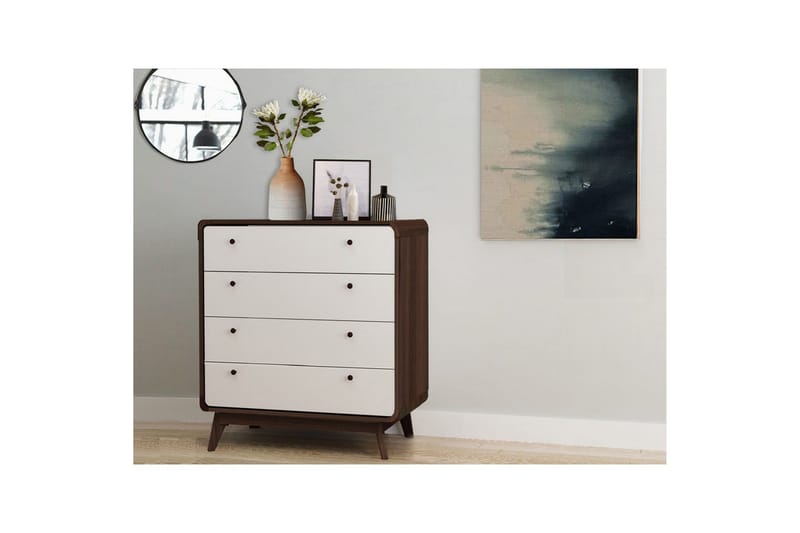 Lipasto Cassie Pähkinäpuu/Valkoinen - Pähkinäpuu/Valkoinen - Säilytys - Säilytyskalusteet - Lipasto