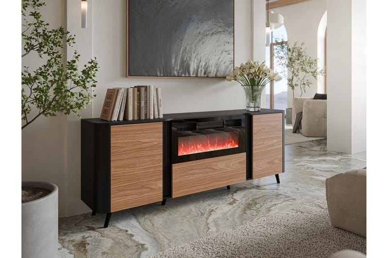 Lipasto Clement 200 cm - Musta/Ruskea - Sisustustuotteet - Sisustustakka & kamiina - Sisustustakka ilman hormia - Sähkötakka