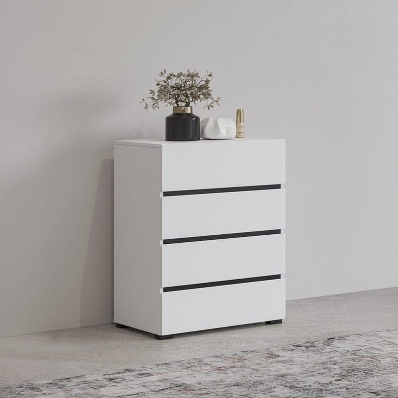 Lipasto Cross 4 laatikolla - Valkoinen - Säilytys - Säilytyskalusteet - Lipasto