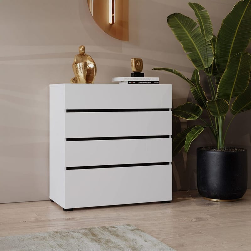 Lipasto Cross S 4 laatikolla - Valkoinen - Säilytys - Säilytyskalusteet - Lipasto