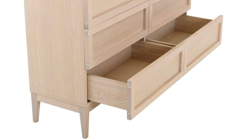 Lipasto Granöy 3+3 laatikolla - Valkopigmentoitu tammi - Säilytys - Säilytyskalusteet - Lipasto
