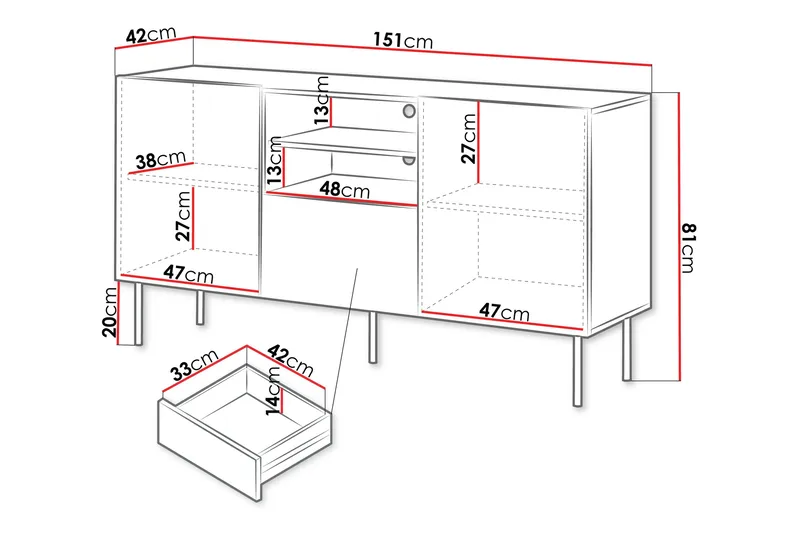Lipasto Hammarstrand 151 cm - Pähkinäpuu - Säilytys - Säilytyskalusteet - Lipasto