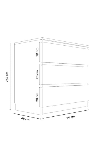Lipasto Hanah Home Derinkuyu 3 (80 x 77,5 x 48 cm) valkoinen - Säilytys - Säilytyskalusteet - Lipasto