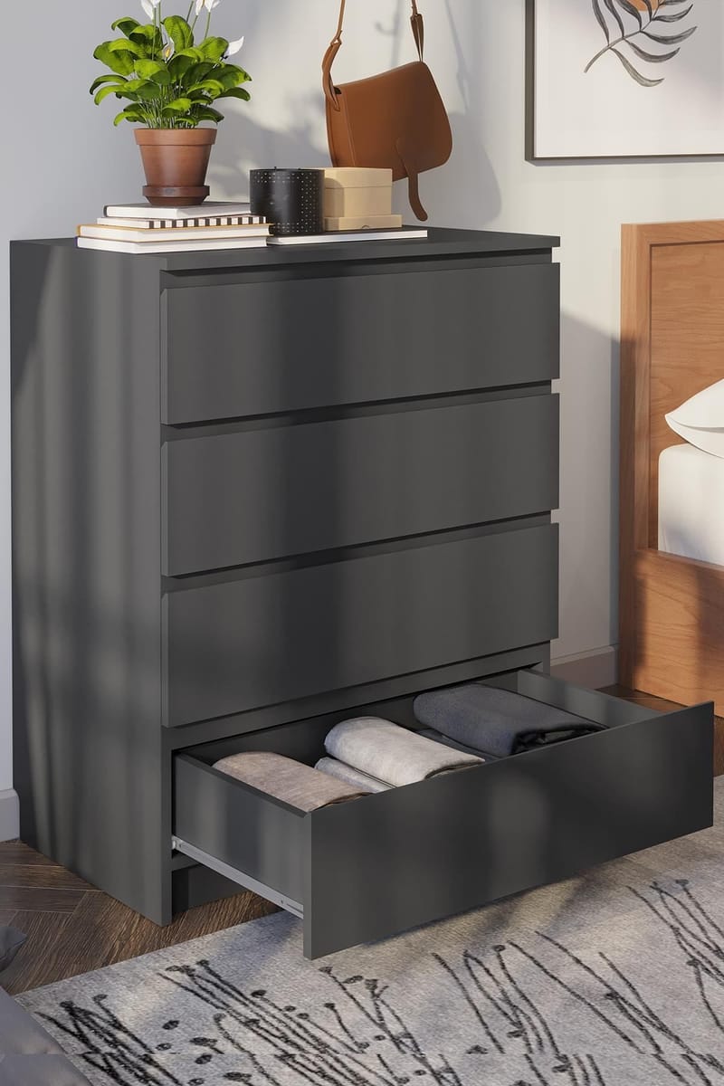Lipasto Hanah Home Derinkuyu 4 (80 x 100 x 48 cm) Antrasiitti - Antrasiitti - Säilytys - Säilytyskalusteet - Lipasto
