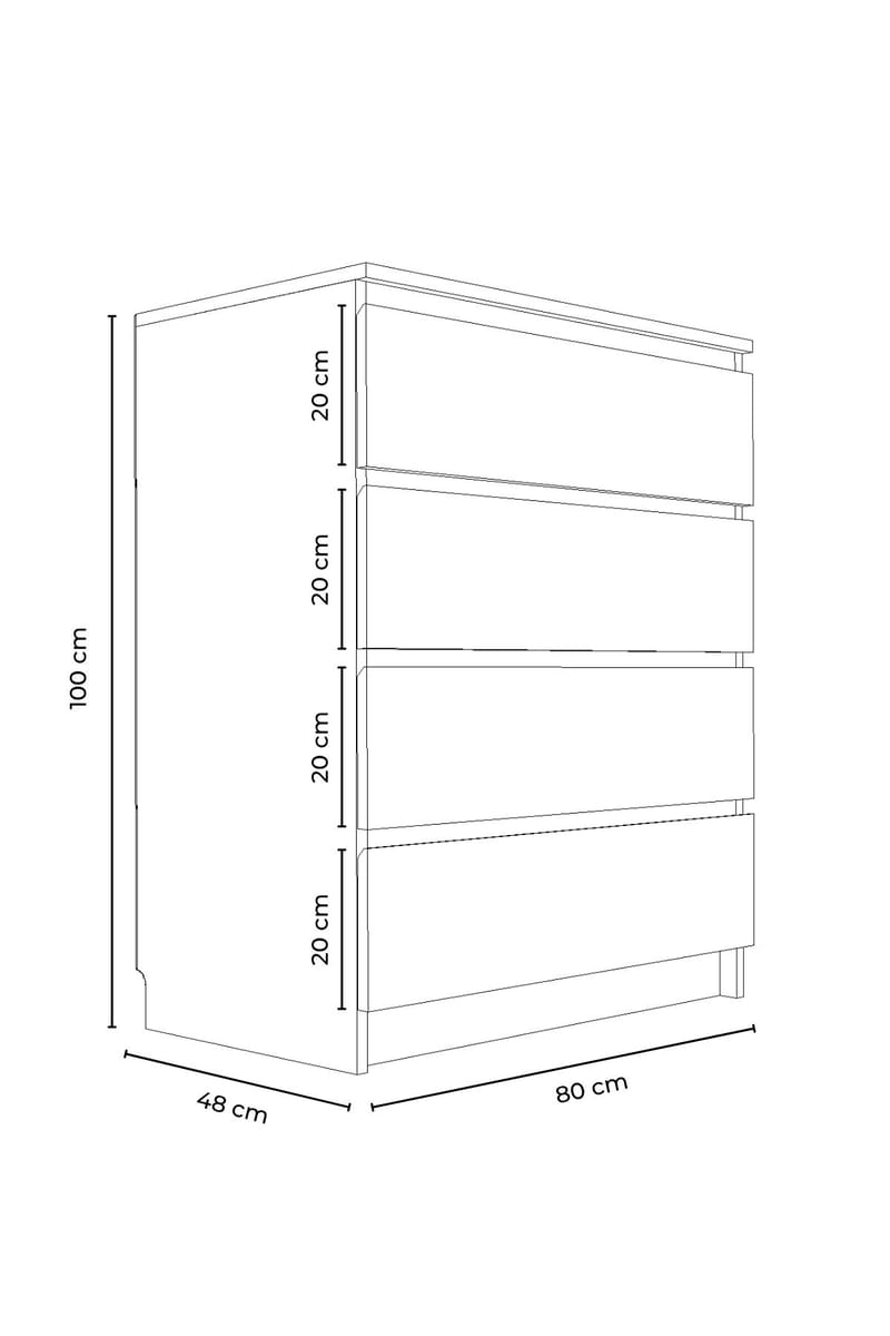 Lipasto Hanah Home Derinkuyu 4 (80 x 100 x 48 cm) Antrasiitti - Antrasiitti - Säilytys - Säilytyskalusteet - Lipasto