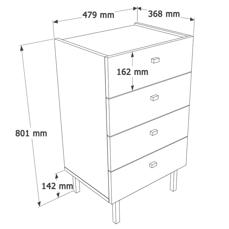 Lipasto Hanah Home Luke (47,9 x 80,1 x 36,8 cm) Valkoinen - Valkoinen - Säilytys - Säilytyskalusteet - Lipasto