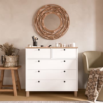 Lipasto Hanah Home Nord (90 x 85,2 x 40 cm) Valkotammi - Valkoinen ja tammi - Säilytys - Säilytyskalusteet - Lipasto