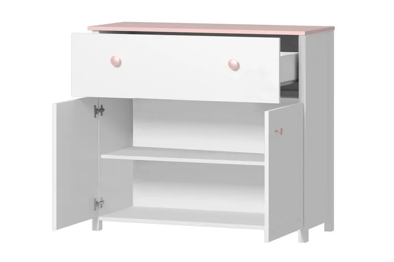 Hilts Byrå 110x90 cm Vit||Pink - Säilytys - Säilytyskalusteet - Lipasto