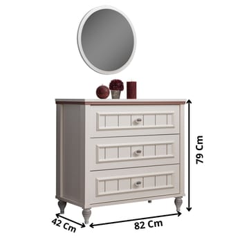 Lipasto Homitis Ezgi (82 x 79 x 42 cm) vaalea kerma - Säilytys - Säilytyskalusteet - Lipasto