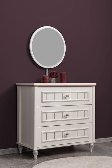 Lipasto Homitis Ezgi (82 x 79 x 42 cm) vaalea kerma - Säilytys - Säilytyskalusteet - Lipasto