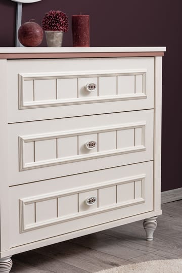 Lipasto Homitis Ezgi (82 x 79 x 42 cm) vaalea kerma - Säilytys - Säilytyskalusteet - Lipasto