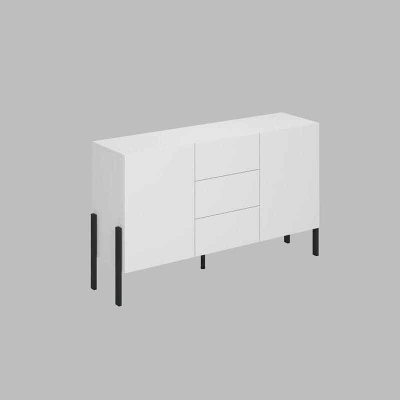 Lipasto Jukon 2 ovea ja 3 laatikkoa - Valkoinen supermatta, 154 cm - Säilytys - Säilytyskalusteet - Senkki