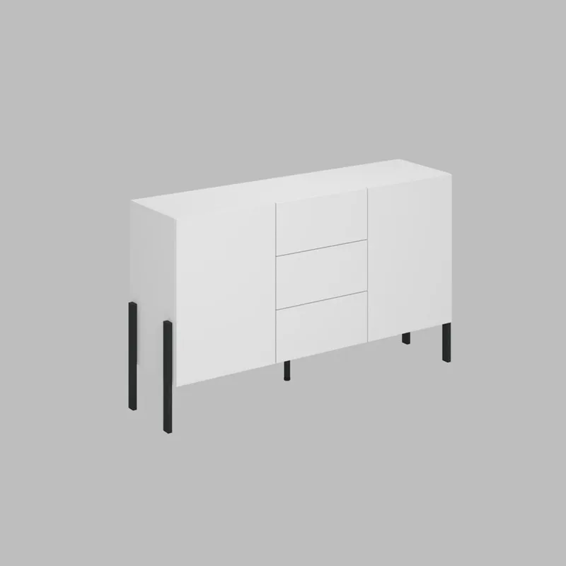 Lipasto Jukon 2 ovea ja 3 laatikkoa, Valkoinen supermatta, 154 cm