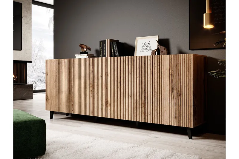 Juniskär Kaappi säilytystilalla puu 40x82x200 cm - Musta/Tammi - Säilytys - Säilytyskalusteet - Lipasto