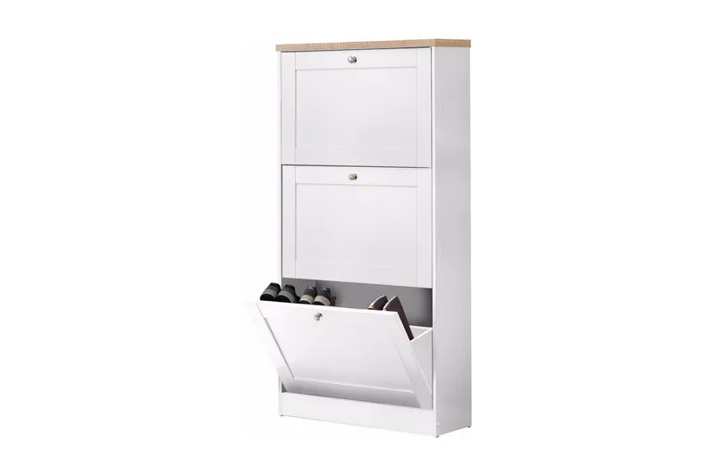 Kenkälaatikko Heinina 70 cm - Valkoinen/Ruskea - Säilytys - Kenkäsäilytys - Kenkäkaappi