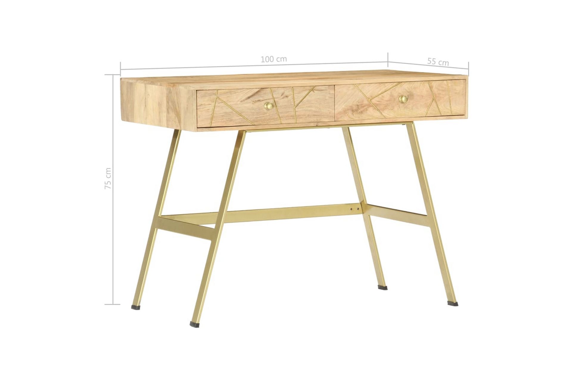 Kirjoituspöytä vetolaatikoilla 100x55x75 cm täysi mangopuu - Ruskea - Säilytys - Säilytyskalusteet - Lipasto - Kirjoituslipasto