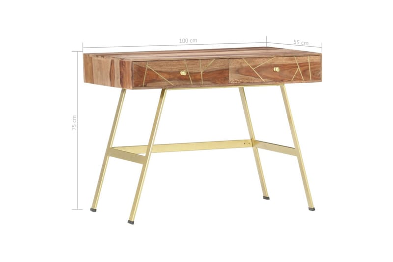 Kirjoituspöytä vetolaatikoilla 100x55x75 cm täysi seesampuu - Ruskea - Säilytys - Säilytyskalusteet - Lipasto - Kirjoituslipasto