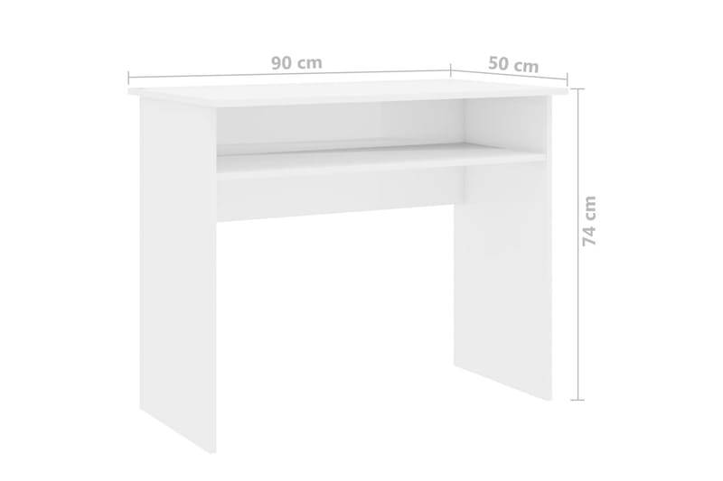 Työpöytä korkeakiilto valkoinen 90x50x74 cm lastulevy - Valkoinen - Kirjoituslipasto