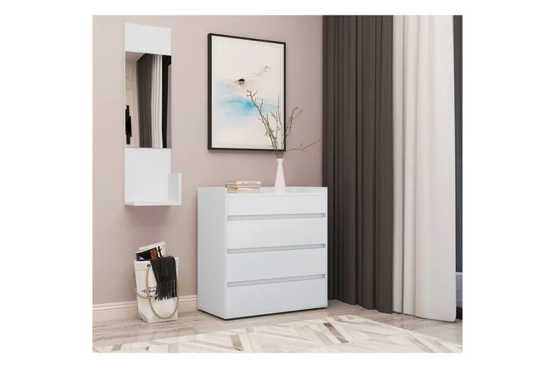 Lipasto Kosmo Valkoinen, 4 laatikkoa - Valkoinen, 4 laatikkoa - Säilytys - Säilytyskalusteet - Lipasto