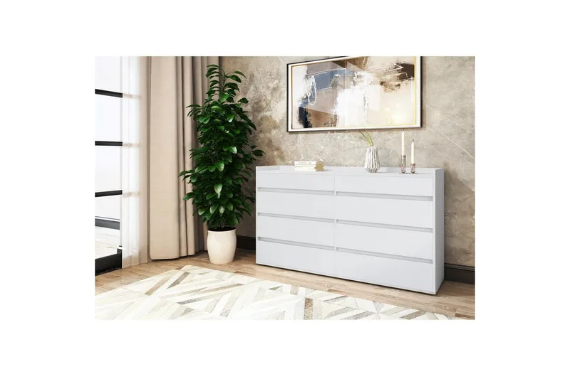 Lipasto Kosmo Valkoinen, 8 laatikkoa - Valkoinen, 8 laatikkoa - Säilytys - Säilytyskalusteet - Lipasto