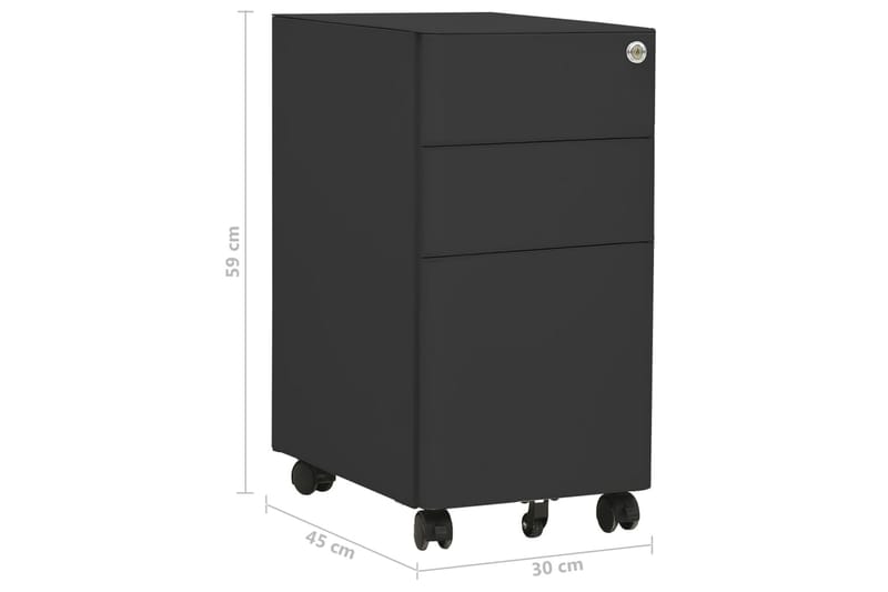 Arkistokaappi siirrettävä antrasiitti 30x45x59 cm teräs - Säilytys - Säilytyskalusteet - Lipasto - Laatikostot