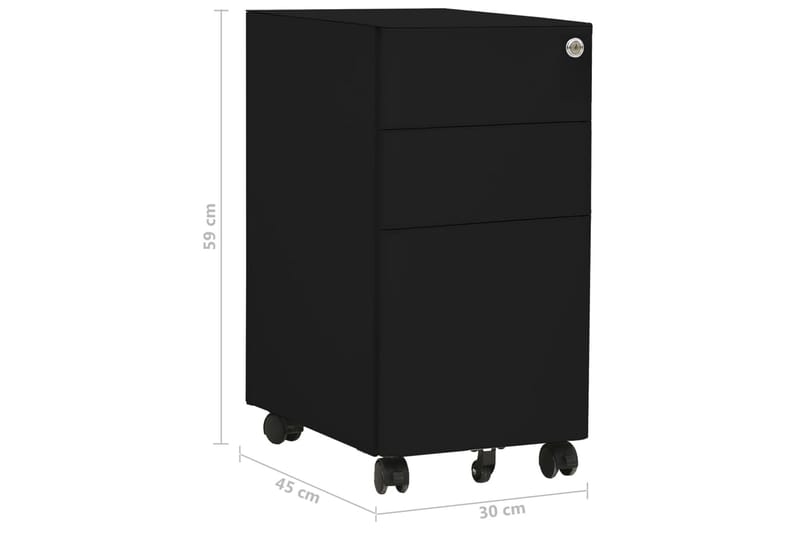 Arkistokaappi siirrettävä musta 30x45x59 cm teräs - Säilytys - Säilytyskalusteet - Lipasto - Laatikostot