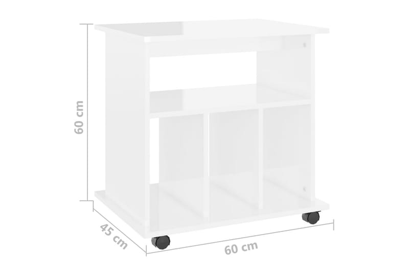 Kaappi pyörillä korkeakiilto valkoinen 60x45x60 cm lastulevy - Valkoinen - Säilytys - Säilytyskalusteet - Lipasto - Laatikostot