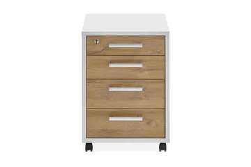 Laatikosto Adelina 48 cm - Valkoinen/tammi - Säilytys - Säilytyskalusteet - Lipasto - Laatikostot