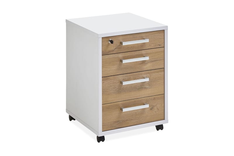 Laatikosto Adelina 48 cm - Valkoinen/tammi - Säilytys - Säilytyskalusteet - Lipasto - Laatikostot