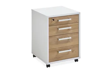 Laatikosto Adelina 48 cm - Valkoinen/tammi - Säilytys - Säilytyskalusteet - Lipasto - Laatikostot