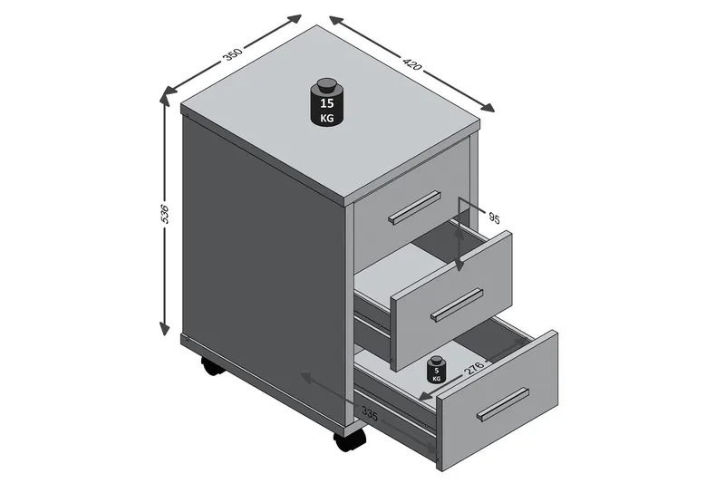 Laatikosto Imani 35 cm - Valkoinen/Betoni - Säilytys - Säilytyskalusteet - Lipasto - Laatikostot