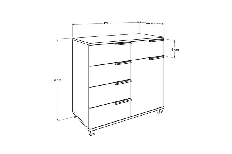 Lipasto Valkoinen Korkeakiilto - Säilytys - Säilytyskalusteet - Lipasto - Laatikostot