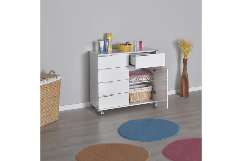 Lipasto Valkoinen Korkeakiilto - Säilytys - Säilytyskalusteet - Lipasto - Laatikostot