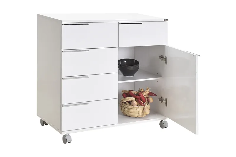 Lipasto Valkoinen Korkeakiilto - Säilytys - Säilytyskalusteet - Lipasto - Laatikostot