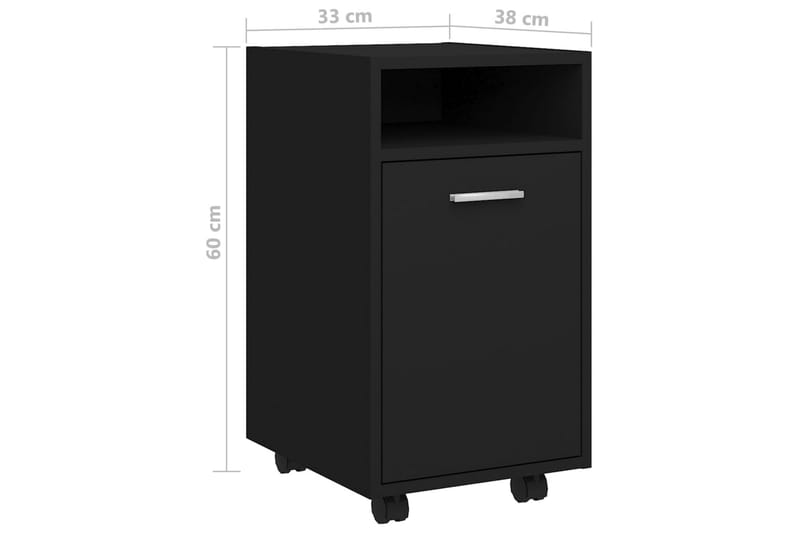 Sivukaappi pyörillä musta 33x38x60 cm lastulevy - Säilytys - Säilytyskalusteet - Lipasto - Laatikostot