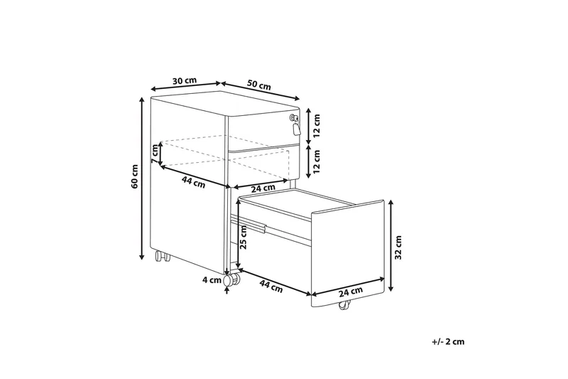 Toimistokaappi Bardano 30x50 cm - Metalli / Musta - Säilytys - Säilytyskalusteet - Lipasto - Laatikostot