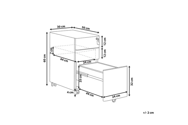 Toimistokaappi Bardano 30x50 cm - Metalli / Punainen - Säilytys - Säilytyskalusteet - Lipasto - Laatikostot